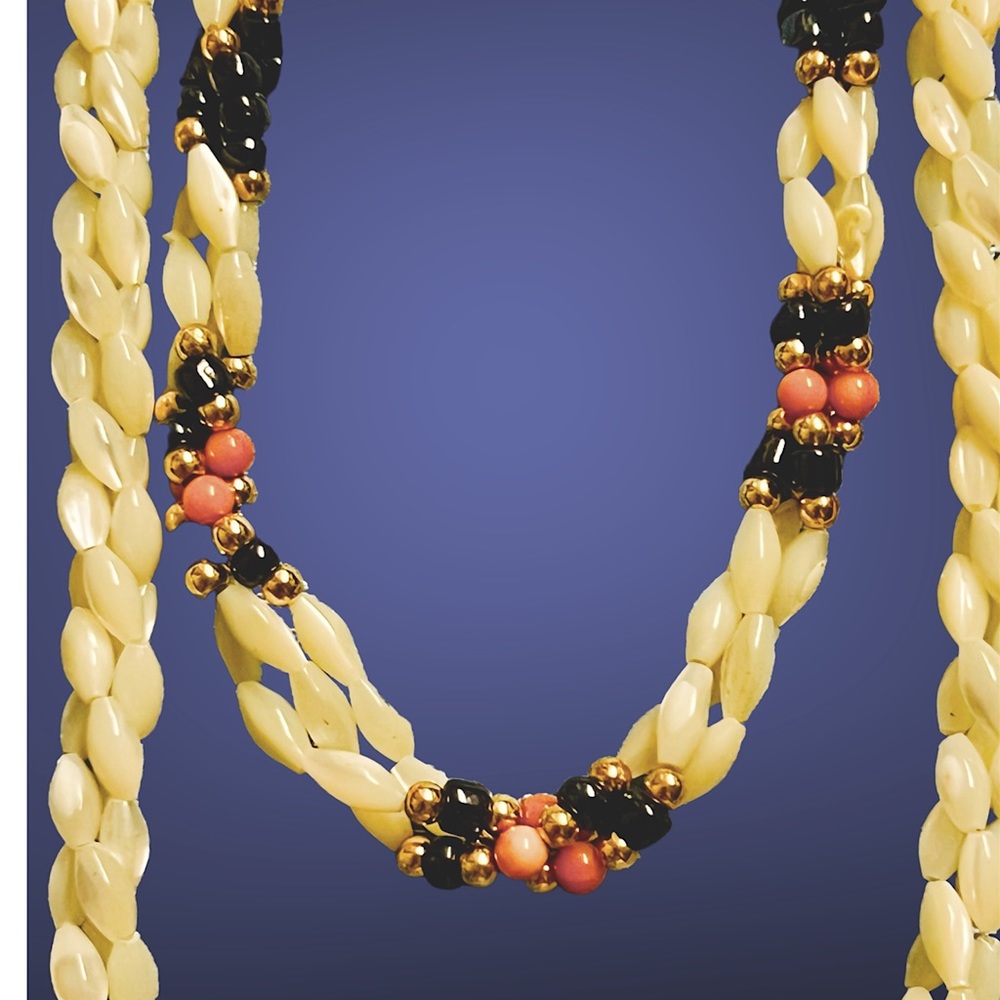 Vintage jade coral and MOP necklace